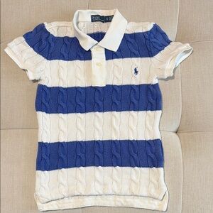 Polo by Ralph Lauren Kids Blue & White Striped Cable-Knit Polo Size XS